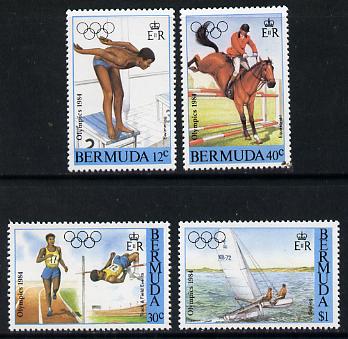 Bermuda 1984 Los Angeles Olympic Games set of 4 (Swimming, Athletics, Equestrian & Sailing) unmounted mint, SG 478-81, stamps on olympics, stamps on sport, stamps on equestrian, stamps on sailing, stamps on horses, stamps on athletics, stamps on yachts, stamps on swimming