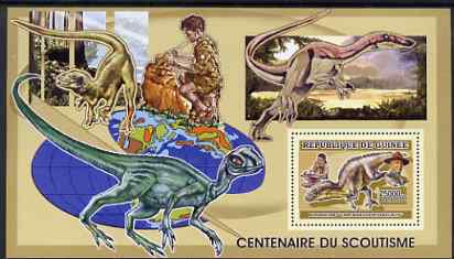 Guinea - Conakry 2006 Centenary of Scouting perf s/sheet #01 containing 1 value (Dinosaurs) unmounted mint Yv 337, stamps on scouts, stamps on dinosaurs, stamps on 