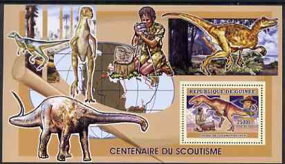 Guinea - Conakry 2006 Centenary of Scouting perf s/sheet #02 containing 1 value (Dinosaurs) unmounted mint Yv 338, stamps on scouts, stamps on dinosaurs