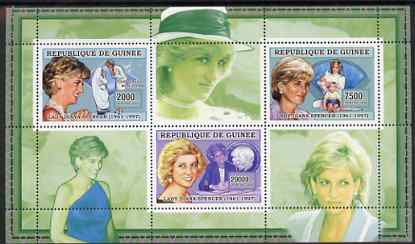 Guinea - Conakry 2006 Princess Diana perf sheetlet #3 containing 3 values unmounted mint Yv 2715-17, stamps on royalty, stamps on diana, stamps on teresa