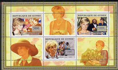 Guinea - Conakry 2006 Princess Diana perf sheetlet #4 containing 3 values unmounted mint Yv 2718-20, stamps on royalty, stamps on diana, stamps on music