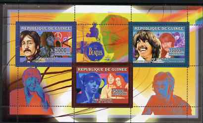 Guinea - Conakry 2006 The Beatles perf sheetlet containing 3 values unmounted mint Yv 2721-22, stamps on personalities, stamps on music, stamps on pops, stamps on beatles