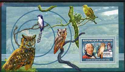 Guinea - Conakry 2006 Ornithologusts (Birds) perf s/sheet #3 containing 1 value (Buffon) unmounted mint Yv 363, stamps on personalities, stamps on birds, stamps on birds of prey, stamps on owls