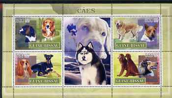 Guinea - Bissau 2007 Dogs perf sheetlet containing 4 values & 2 labels unmounted mint, stamps on dogs