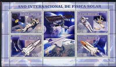 Guinea - Bissau 2007 International Space Year (Concorde & Shuttle) perf sheetlet containing 4 values & 2 labels unmounted mint, stamps on , stamps on  stamps on space, stamps on  stamps on shuttle, stamps on  stamps on concorde, stamps on  stamps on aviation