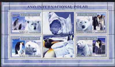 Guinea - Bissau 2007 International Polar Year - Penguins & Bears perf sheetlet containing 4 values & 2 labels unmounted mint, stamps on polar, stamps on birds, stamps on penguins, stamps on bears