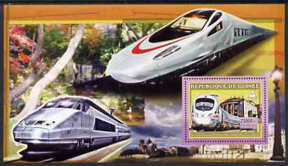 Guinea - Conakry 2006 High Speed Trains large perf s/sheet containing 1 value (German Ice Train) unmounted mint, stamps on , stamps on  stamps on railways