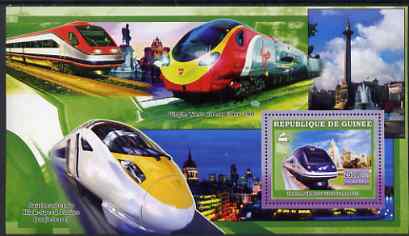 Guinea - Conakry 2006 High Speed Trains large perf s/sheet containing 1 value (Alaris) unmounted mint, stamps on railways, stamps on nelson, stamps on st pauls, stamps on london