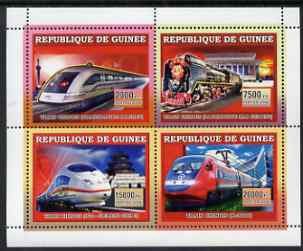 Guinea - Conakry 2006 Chinese Trains perf sheetlet containing 4 values unmounted mint, stamps on railways