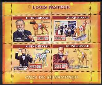 Guinea - Bissau 2007 Louis Pasteur perf sheetlet containing 4 values (Red Cross Dogs) unmounted mint, Yv 2310-13, stamps on personalities, stamps on medical, stamps on science, stamps on dogs, stamps on red cross, stamps on rescue