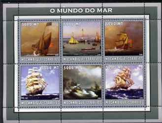 Mozambique 2002 Ships perf sheetlet containing 6 values unmounted mint Yv 2234-39, stamps on ships