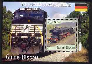 Guinea - Bissau 2001 Locomotives - German perf s/sheet containing 1 value unmounted mint Mi Bl 358, stamps on , stamps on  stamps on railways