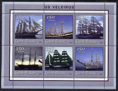 Guinea - Bissau 2001 Tall Ships perf sheetlet containing 6 values (350 FCFA) unmounted mint Mi 1707-12, stamps on ships