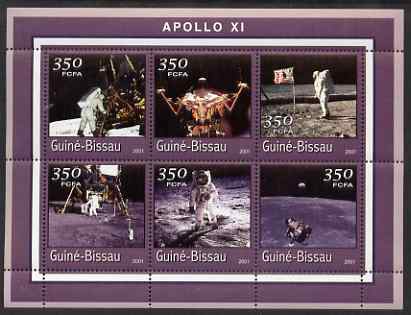 Guinea - Bissau 2001 Apollo 11 perf sheetlet containing 6 values (350 FCFA) unmounted mint Mi 1785-90, stamps on apollo, stamps on space