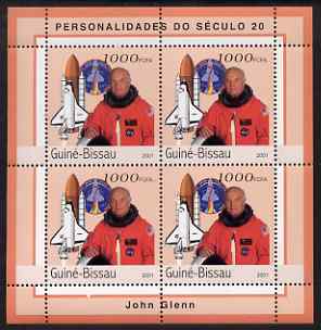 Guinea - Bissau 2001 John Glenn perf sheetlet containing 4 values unmounted mint Mi 1971, stamps on personalities, stamps on space, stamps on shuttle, stamps on masonics, stamps on masonry