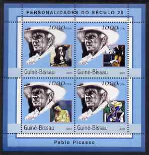 Guinea - Bissau 2001 Pablo Picasso perf sheetlet containing 4 values unmounted mint Mi 1972-75, stamps on personalities, stamps on arts, stamps on picasso