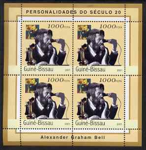 Guinea - Bissau 2001 Alexander Graham Bell perf sheetlet containing 4 values unmounted mint Mi 1960, stamps on personalities, stamps on communications, stamps on telephones, stamps on scots, stamps on scotland