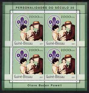 Guinea - Bissau 2001 Olave Baden Powell perf sheetlet containing 4 values unmounted mint Mi 1957, stamps on personalities, stamps on scouts, stamps on women