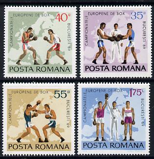 Rumania 1969 Boxing Championships set of 4 unmounted mint, SG 3643-46, Mi 2767-70, stamps on boxing, stamps on sport