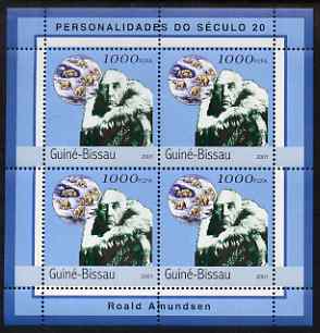 Guinea - Bissau 2001 Roald Amundsen perf sheetlet containing 4 values unmounted mint Mi 1962, stamps on personalities, stamps on explorers, stamps on polar