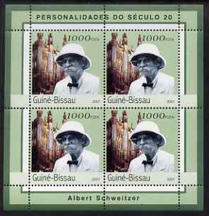 Guinea - Bissau 2001 Albert Schweitzer perf sheetlet containing 4 values unmounted mint Mi 1963, stamps on personalities, stamps on literature, stamps on nobel, stamps on philosophy