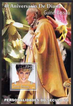Guinea - Bissau 2001 Princess Diana (40th Anniversary) & Pope John Paul II perf s/sheet containing 1 value unmounted mint Mi BL372, stamps on personalities, stamps on pope, stamps on royalty, stamps on diana