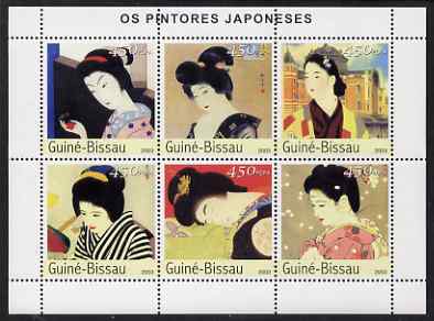 Guinea - Bissau 2003 Japanese Paintings (Portraits of Women) perf sheetlet containing 6 values unmounted mint Mi 2401-06, stamps on arts, stamps on women