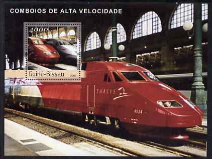 Guinea - Bissau 2003 Modern Trains perf s/sheet containing 1 value (Thalys) unmounted mint Mi BL421, stamps on railways