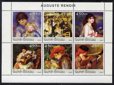 Guinea - Bissau 2003 Paintings by Renoir perf sheetlet containing 6 values unmounted mint Mi 2670-75, stamps on arts, stamps on renoir, stamps on music, stamps on guitars