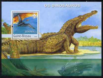 Guinea - Bissau 2003 Dinosaurs perf s/sheet containing 1 value with Scout Logo unmounted mint Mi BL431, stamps on dinosaurs, stamps on scouts