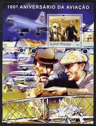 Guinea - Bissau 2003 Centenary of Aviation perf s/sheet containing 1 value (Wright Brothers & Concorde) unmounted mint Mi BL435, stamps on personalities, stamps on aviation, stamps on concorde