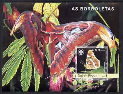 Guinea - Bissau 2003 Butterflies perf s/sheet containing 1 value with Scout Logo unmounted mint Mi BL429, stamps on butterflies, stamps on scouts