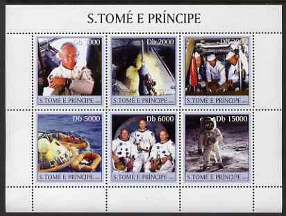 St Thomas & Prince Islands 2003 Space #1 perf sheetlet containing 6 values unmounted mint Mi 2212-17, Sc 1532, stamps on space