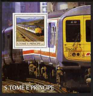 St Thomas & Prince Islands 2003 Railway Locomotives #2 perf s/sheet containing 1 value unmounted mint Mi BL466, Sc 1570, stamps on railways
