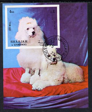Sharjah 1972 Dogs (Poodles) imperf m/sheet cto used (Mi BL 119), stamps on , stamps on  stamps on animals    dogs     poodles