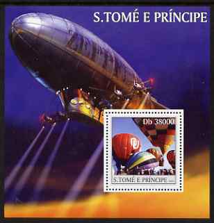 St Thomas & Prince Islands 2003 Balloons & Airships perf s/sheet containing 1 value unmounted mint Mi BL451, Sc 1529, stamps on aviation, stamps on balloons, stamps on airships, stamps on zeppelins