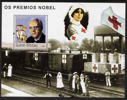 Guinea - Bissau 2003 Nobel Prize Winners #2 perf s/sheet containing 1 value (Alexander Fleming) unmounted mint Mi BL398, stamps on personalities, stamps on nobel, stamps on fleming, stamps on fungi, stamps on railways, stamps on red cross, stamps on , stamps on scots, stamps on scotland
