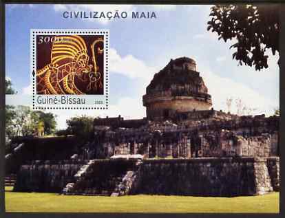 Guinea - Bissau 2003 The Maya Civilisation perf s/sheet containing 1 value unmounted mint Mi BL399, stamps on tourism, stamps on monuments, stamps on buildings