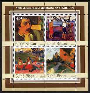 Guinea - Bissau 2003 Death Centenary of Gauguin perf sheetlet containing 4 values unmounted mint Mi 2101-04, stamps on personalities, stamps on arts, stamps on gauguin
