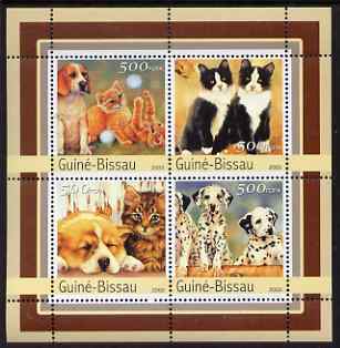 Guinea - Bissau 2003 Cats & Dogs perf sheetlet containing 4 values unmounted mint Mi 2148-51, stamps on cats, stamps on dogs
