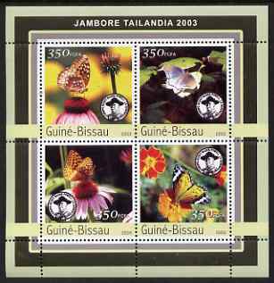 Guinea - Bissau 2003 Tailandia Scout Jamboree & Butterflies perf sheetlet containing 4 values unmounted mint Mi 2033-36, stamps on scouts, stamps on butterflies