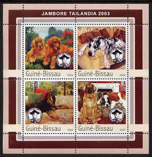 Guinea - Bissau 2003 Tailandia Scout Jamboree & Dogs perf sheetlet containing 4 values unmounted mint Mi 2037-40, stamps on scouts, stamps on dogs
