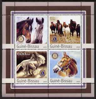 Guinea - Bissau 2003 Horses perf sheetlet containing 4 values (with Lions Int & Rotary Logos) unmounted mint Mi 2152-55, stamps on horses, stamps on lions int, stamps on rotary