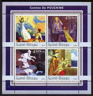 Guinea - Bissau 2003 Tales by Pushkin perf sheetlet containing 4 values unmounted mint Mi 2132-35, stamps on literature, stamps on poetry