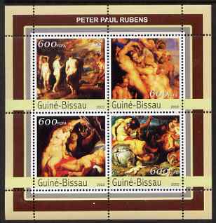 Guinea - Bissau 2003 Nude Paintings by Rubens perf sheetlet containing 4 values unmounted mint Mi 2156-59, stamps on personalities, stamps on arts, stamps on picasso, stamps on nudes