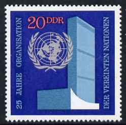 Germany - East 1970 25th Anniversary of United Nations 20pf unmounted mint, SG E1342, stamps on united nations