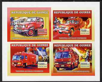 Guinea - Conakry 2006 Japanese Fire Engines imperf sheetlet containing 4 values unmounted mint, stamps on fire