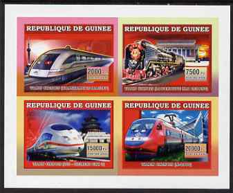 Guinea - Conakry 2006 Chinese Trains imperf sheetlet containing 4 values unmounted mint, stamps on railways