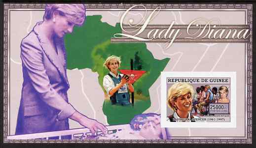Guinea - Conakry 2006 Princess Diana imperf s/sheet #10 containing 1 value (Land Mine Campaign) unmounted mint Yv 352, stamps on royalty, stamps on diana, stamps on 