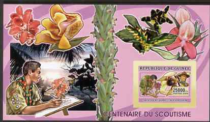 Guinea - Conakry 2006 Centenary of Scouting imperf s/sheet #07 containing 1 value (Orchids) unmounted mint Yv 370, stamps on , stamps on  stamps on scouts, stamps on  stamps on flowers, stamps on  stamps on orchids, stamps on  stamps on 